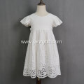 white eyelet lace flower flutter sleeve girl dress